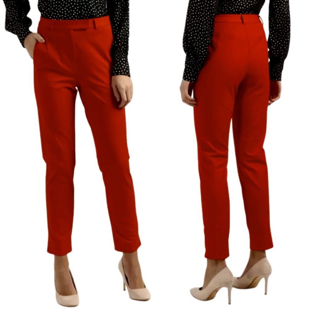 J. Jill Premium Bi-Stretch Cropped Pants Cranberry Red Capri Size 14‎